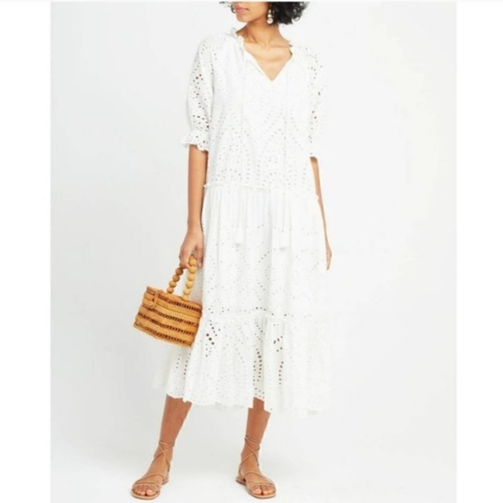 OPT Cotton Eyelet Midi Dress White XSmall